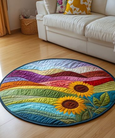 Wavy Hill Sunflowers Quilted Round Mat