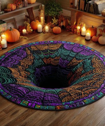 Web Of Doom Quilted Round Mat