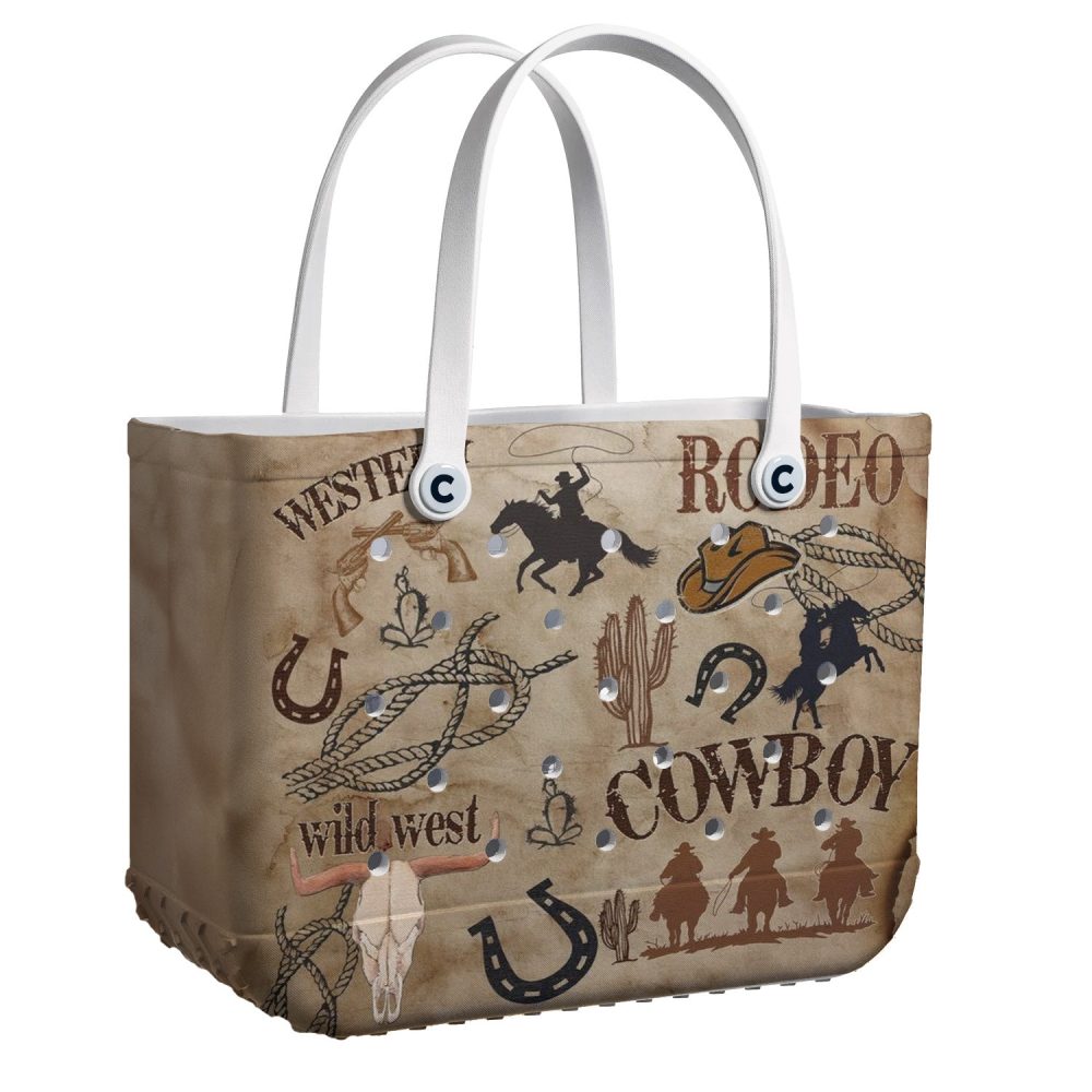 Western Rodeo Cowboy Tote Bag – Stylish Wild West Print Handbag For Women
