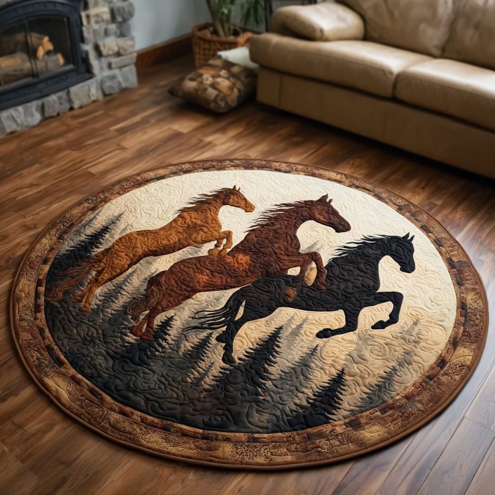 Western Horse Quilted Round Mat
