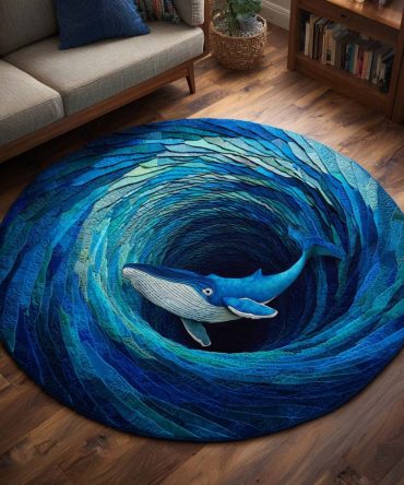Whale Depths Quilted Round Mat