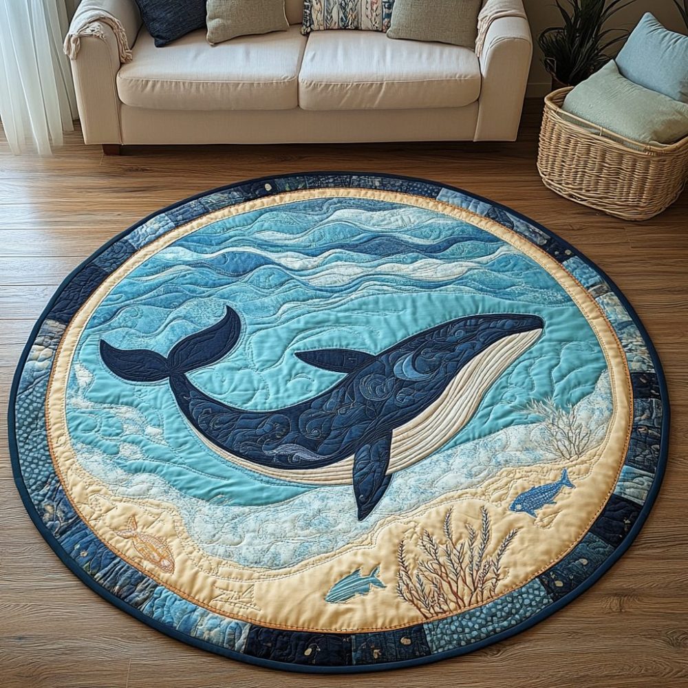 Whale Song Quilted Round Mat