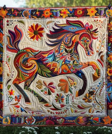 Whimsical Horse Quilted Blanket