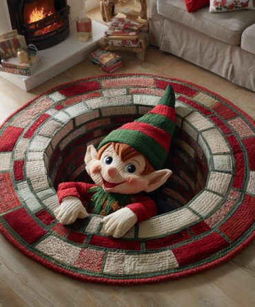 Whimsical Elf Quilted Round Mat