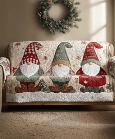 Whimsical Gnome Quilted Sofa Cover