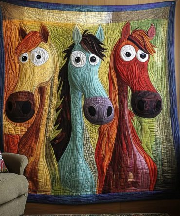 Whimsical Horse Quilted Blanket