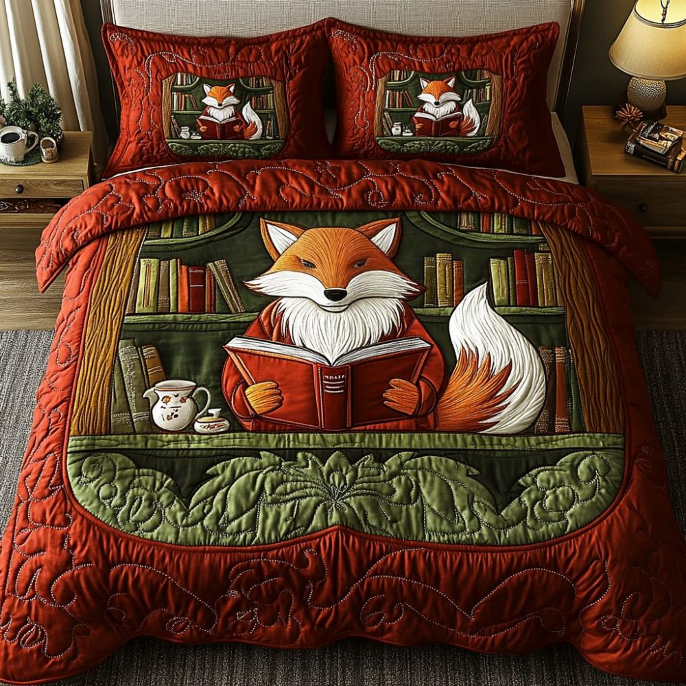Whimsical Library 3-Piece Quilted Bedding Set