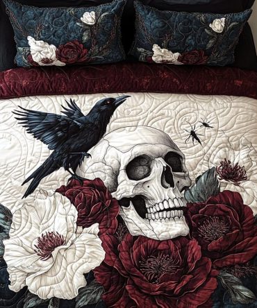 Whimsical Skull 3-Piece Quilted Bedding Set