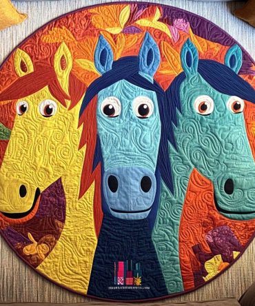 Whimsy Horses Quilted Round Mat