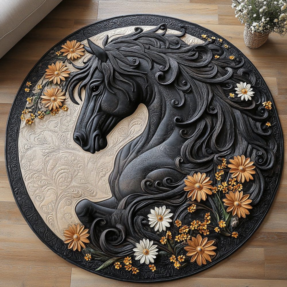 Whispering Mane Quilted Round Mat