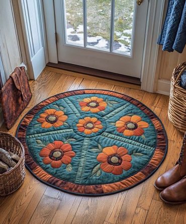 Whispering Poppy Path Quilted Round Mat