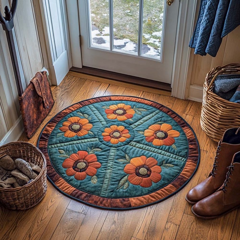 Whispering Poppy Path Quilted Round Mat