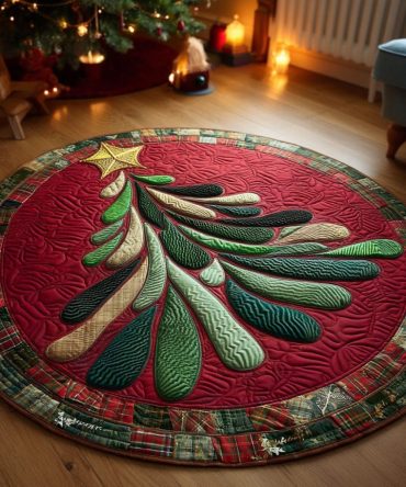 Whispering Winter Pines Quilted Round Mat