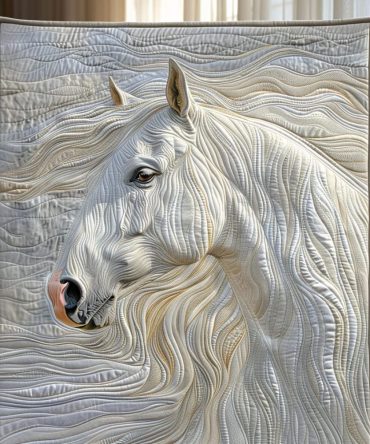 White Horse Quilted Blanket
