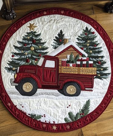 White Winter Wonderland Quilted Round Mat