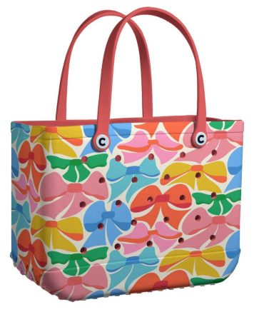Vibrant Bow Print Tote Bag - Spacious, Stylish & Durable For Everyday Use