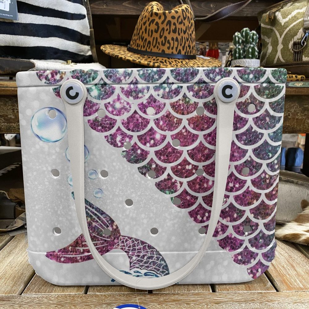 Chic Mermaid Scales Tote Bag – Glittery Waterproof Beach & Pool Bag - Image 6