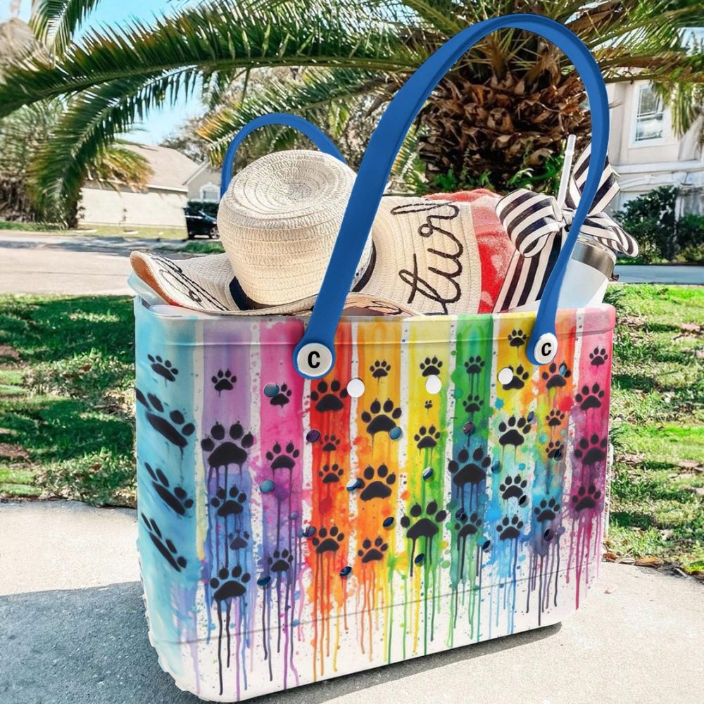 Colorful Paw Print Tote Bag – Eco-Friendly, Waterproof & Stylish For Pet Lovers - Image 3