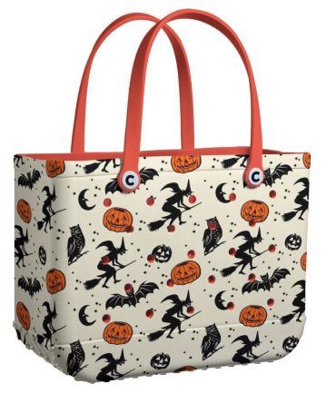 Spooky Halloween Tote Bag - Witch & Pumpkin Print, Perfect For Trick-Or-Treating & Fall Festivities
