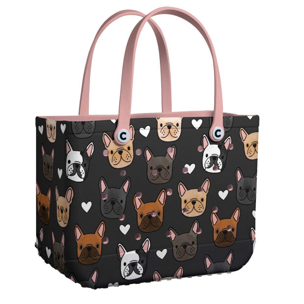 Chic French Bulldog Pattern Tote Bag - Stylish, Durable & Spacious Handbag For Dog Lovers