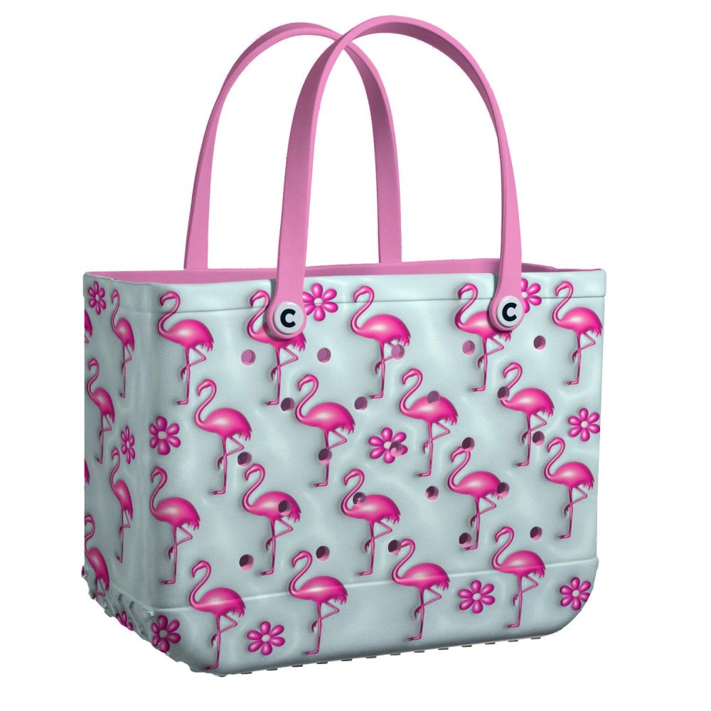 Bucket Tote Bag, Limited Edition Bogg Bag, Beach Bag Flamingle Fun