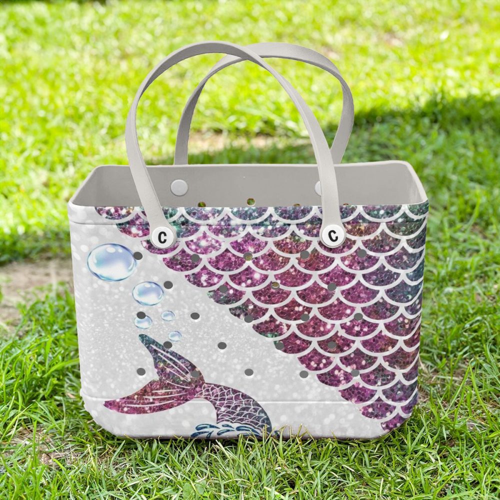 Chic Mermaid Scales Tote Bag – Glittery Waterproof Beach & Pool Bag - Image 5