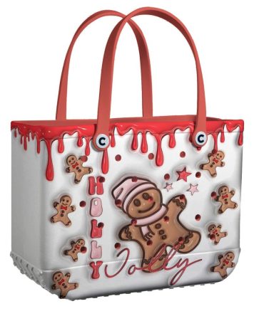 Festive Gingerbread Tote Bag - Holiday Style With Cute Design & Red Handles - Perfect Christmas Gift!