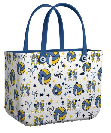 Stylish Volleyball Tote Bag With Bow & Star Pattern – Durable & Spacious For Everyday Use
