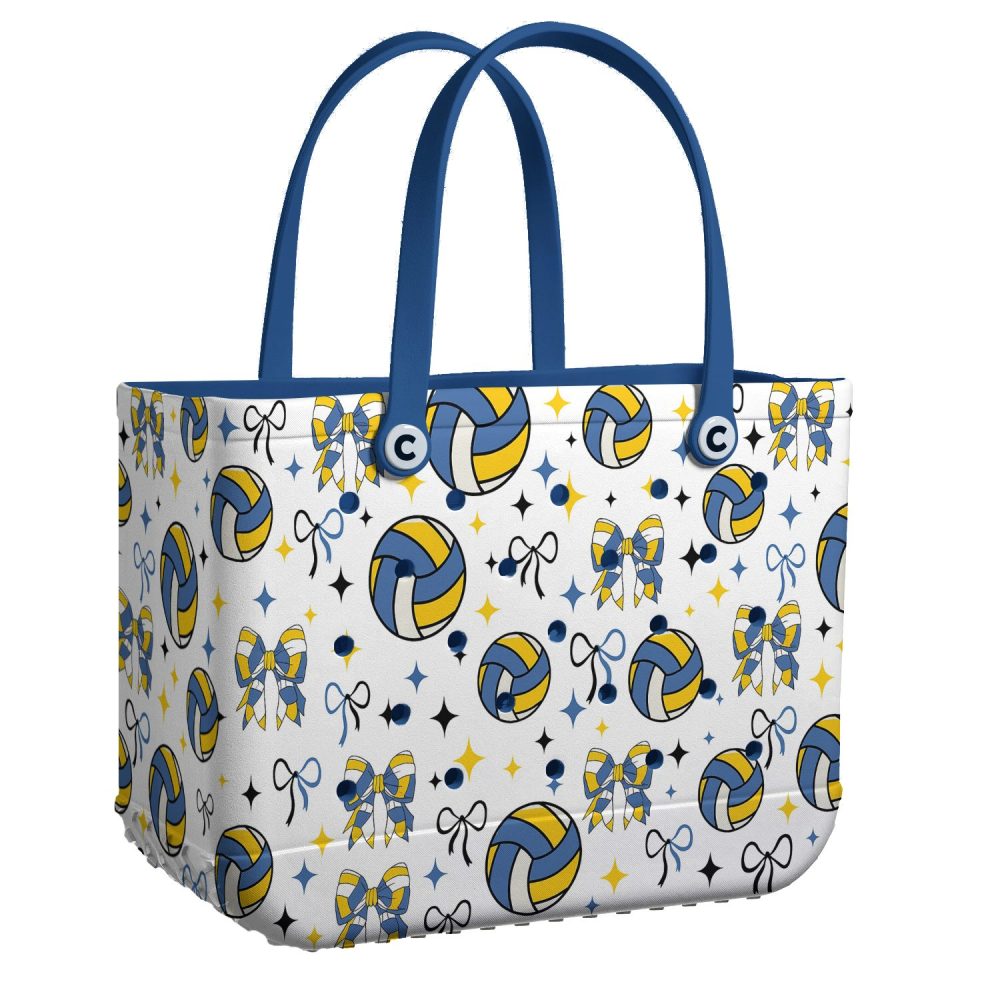 Stylish Volleyball Tote Bag With Bow & Star Pattern – Durable & Spacious For Everyday Use
