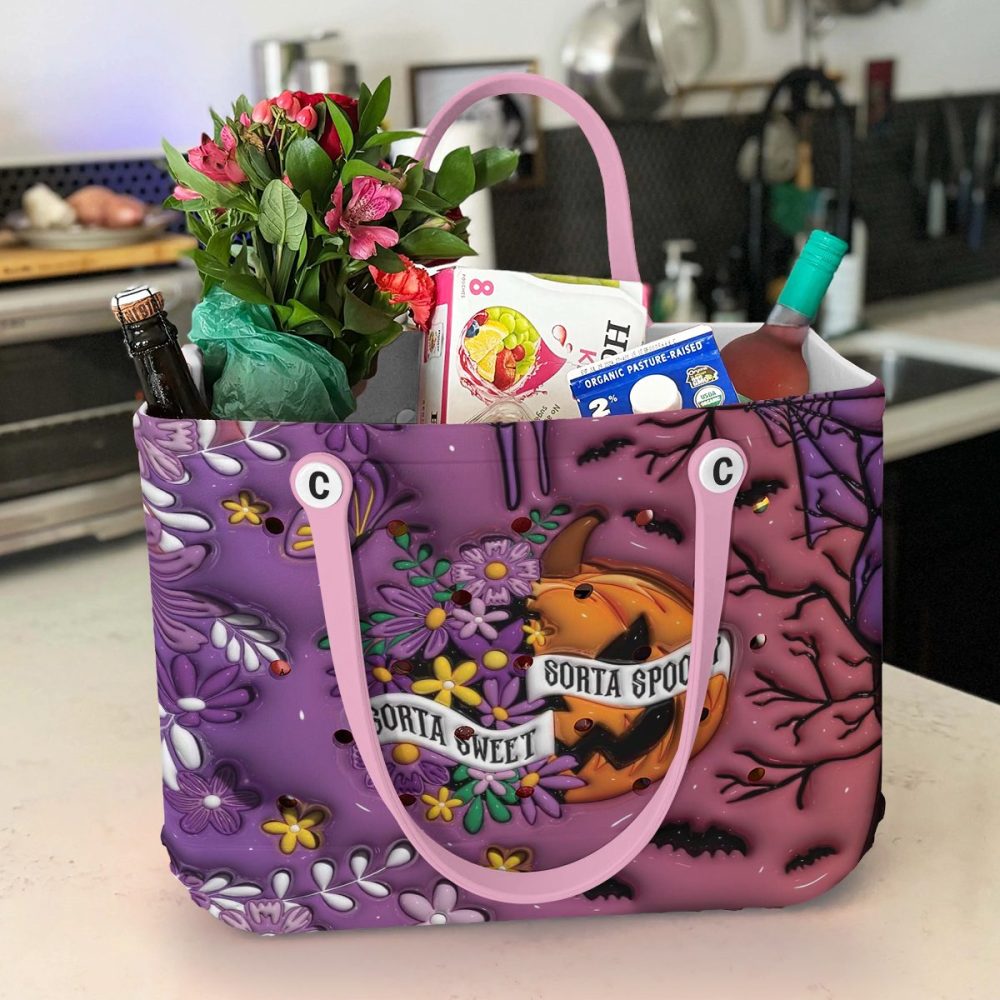 Sorta Spooky Floral Pumpkin Tote Bag - Perfect For Halloween & Fall Fashion! - Image 4