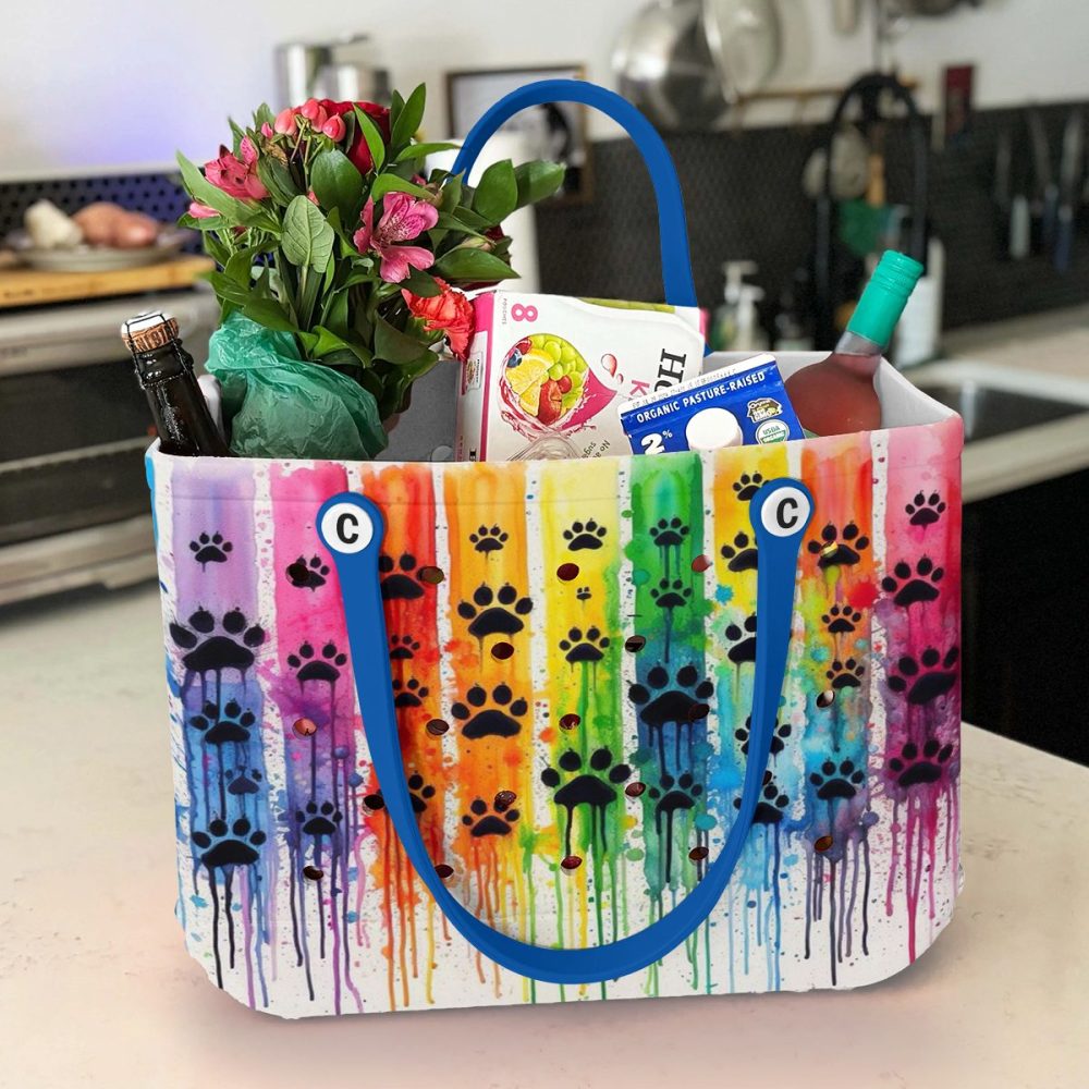 Colorful Paw Print Tote Bag – Eco-Friendly, Waterproof & Stylish For Pet Lovers - Image 6