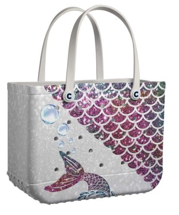 Chic Mermaid Scales Tote Bag – Glittery Waterproof Beach & Pool Bag