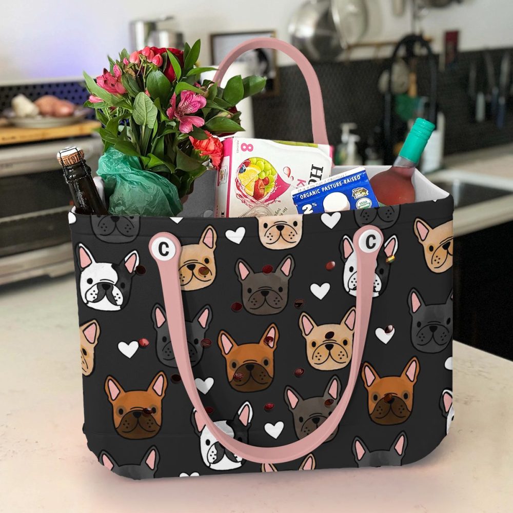 Chic French Bulldog Pattern Tote Bag - Stylish, Durable & Spacious Handbag For Dog Lovers - Image 3