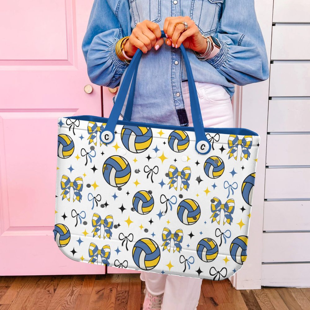 Stylish Volleyball Tote Bag With Bow & Star Pattern – Durable & Spacious For Everyday Use - Image 2