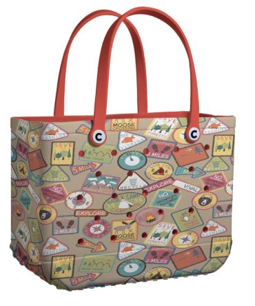 Stylish Adventure-Themed Tote Bag With Colorful Patchwork Design - Perfect For Everyday Use