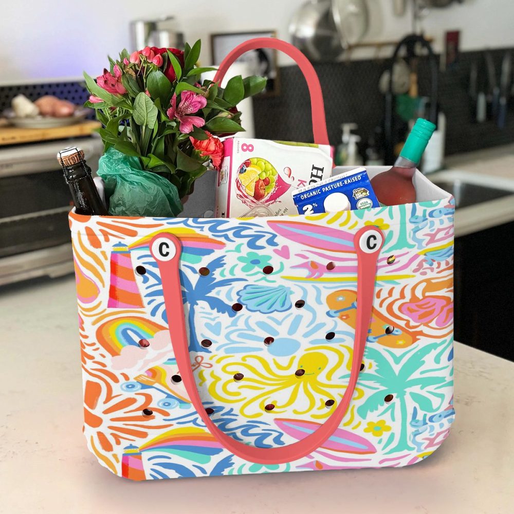 Vibrant Tropical Tote Bag With Colorful Print – Stylish, Spacious & Durable For Beach & Everyday Use - Image 3