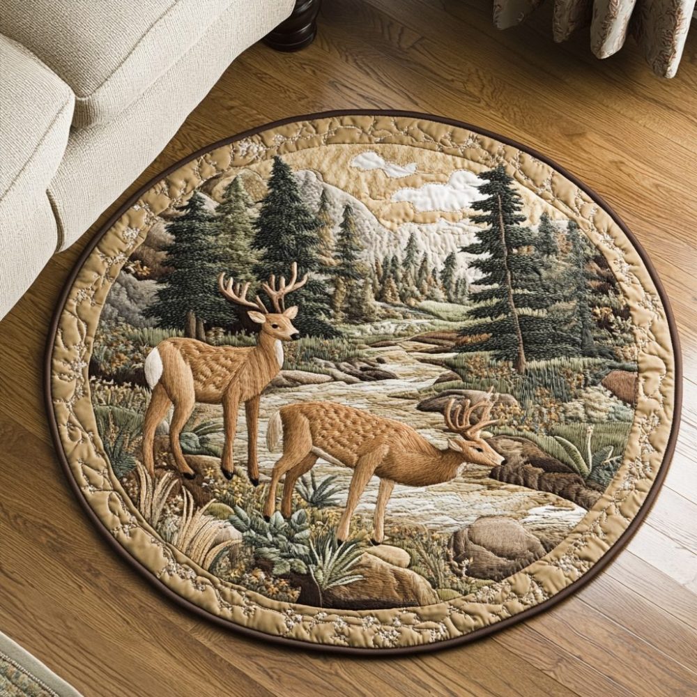 Whitetail Wonder Quilted Round Mat