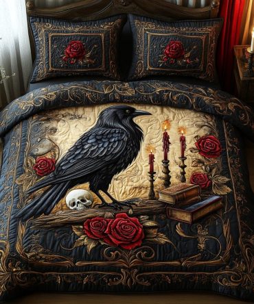 Wicked Raven 3-Piece Quilted Bedding Set