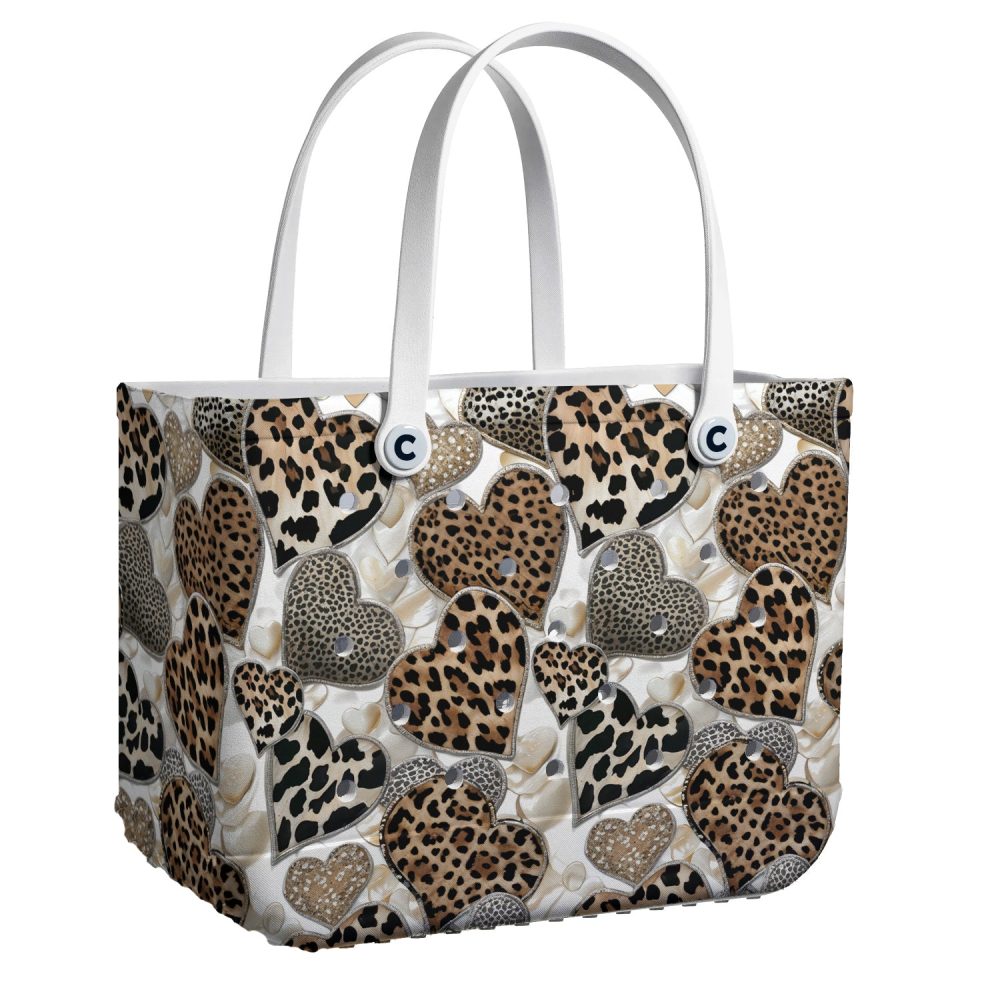 Stylish Leopard Heart Tote Bag – Chic Animal Print Handbag For Fashion Lovers