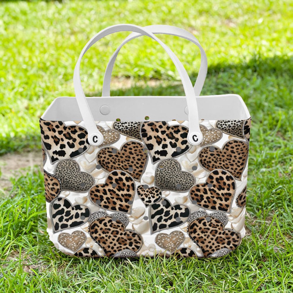 Stylish Leopard Heart Tote Bag – Chic Animal Print Handbag For Fashion Lovers - Image 3