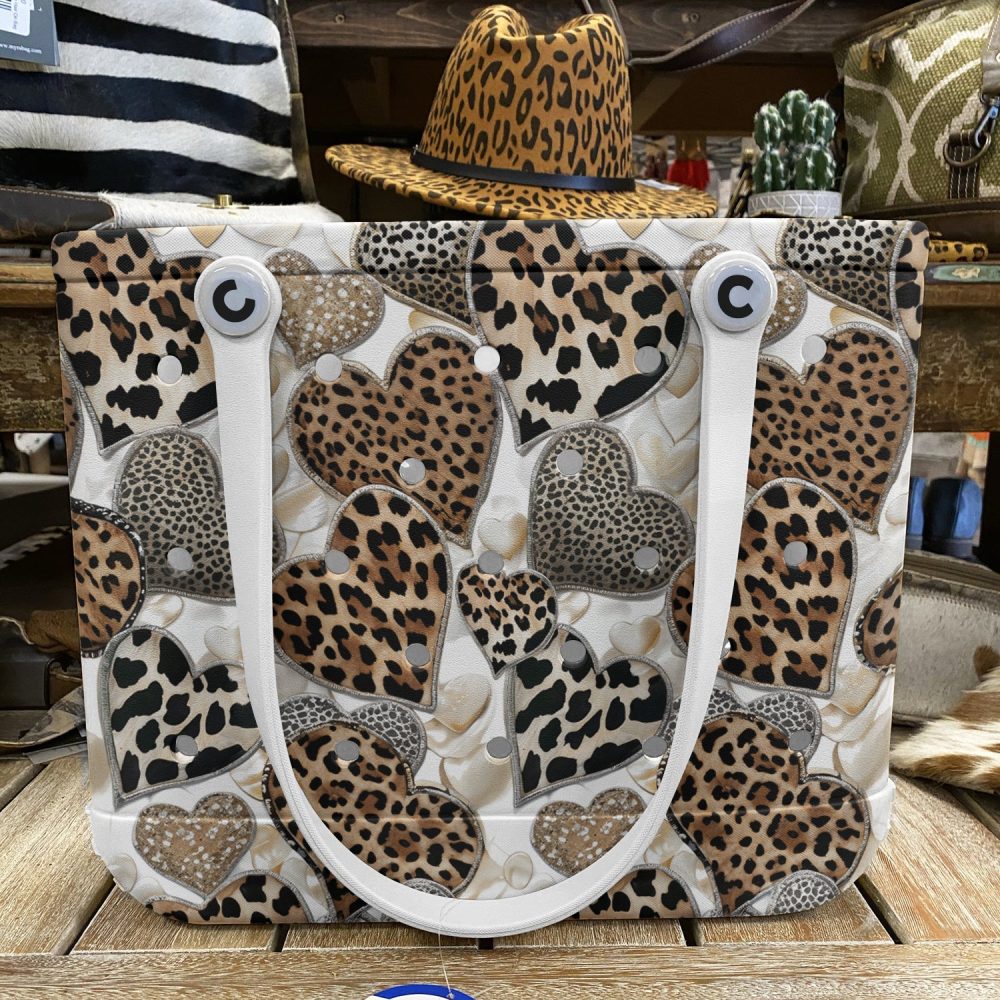 Stylish Leopard Heart Tote Bag – Chic Animal Print Handbag For Fashion Lovers - Image 6
