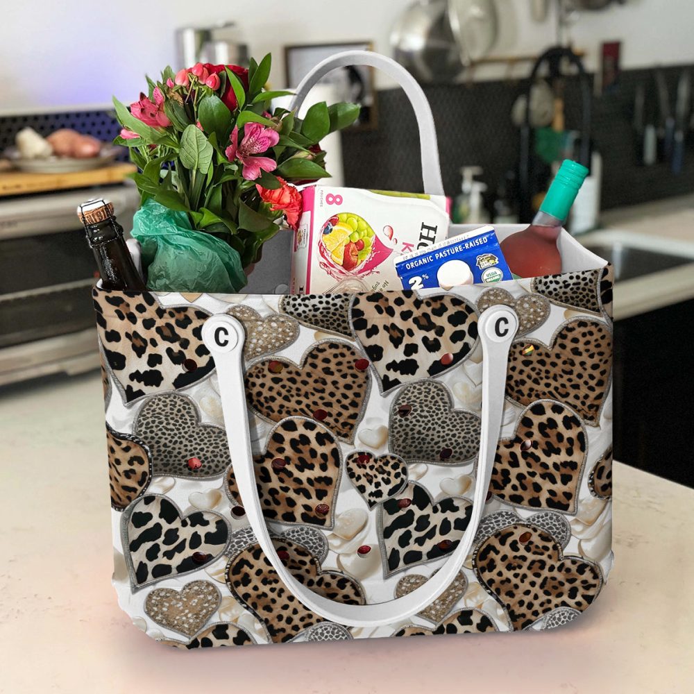 Stylish Leopard Heart Tote Bag – Chic Animal Print Handbag For Fashion Lovers - Image 4