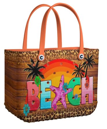 Vibrant Beach Tote Bag – Colorful Summer Handbag With Palm Tree Design