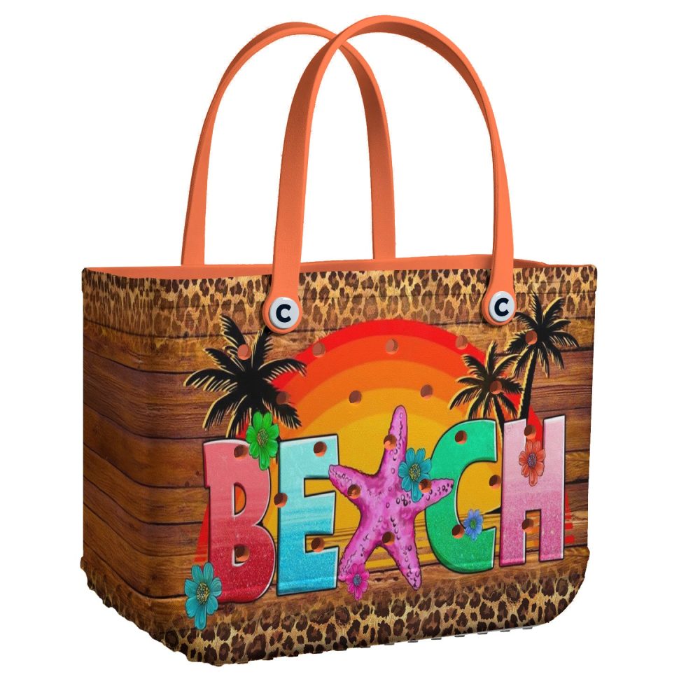 Vibrant Beach Tote Bag – Colorful Summer Handbag With Palm Tree Design
