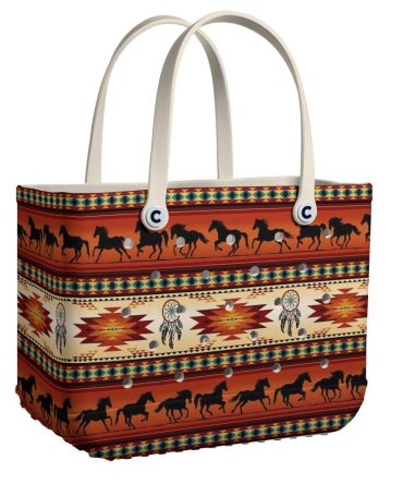 Western Horse Pattern Tote Bag - Stylish & Durable Handbag With Dreamcatcher Design