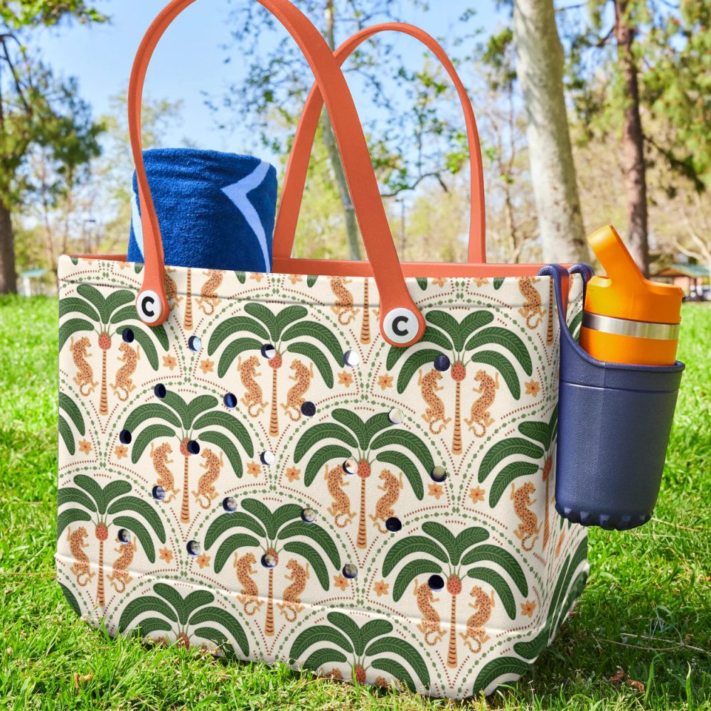 Tropical Palm & Leopard Tote Bag - Stylish, Spacious, Eco-Friendly Shopper With Vibrant Design - Image 2