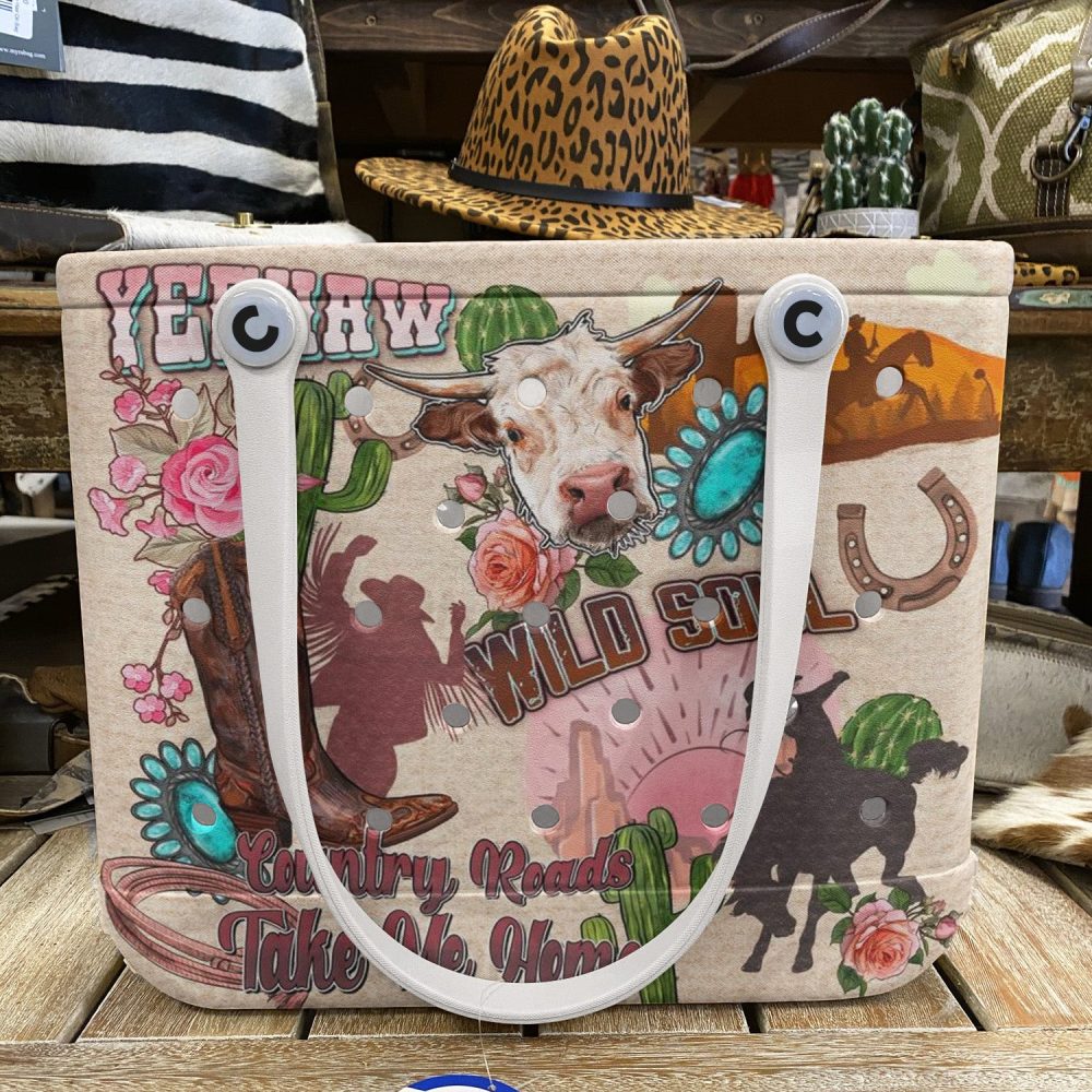 Wild Soul Western Tote Bag – Rustic Country Style With Cowboy And Cactus Print - Image 6