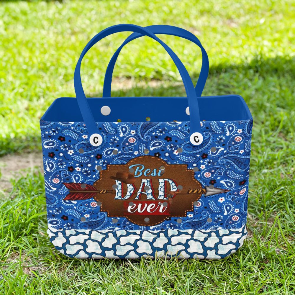 Bucket Tote Bag, Limited Edition Bogg Bag, Beach Bag Wild West Best Dad - Image 2