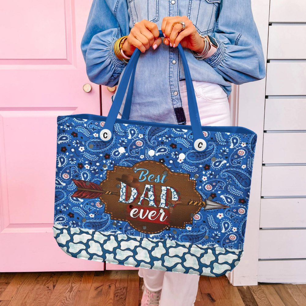 Bucket Tote Bag, Limited Edition Bogg Bag, Beach Bag Wild West Best Dad - Image 5