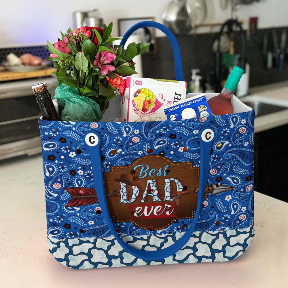 Bucket Tote Bag, Limited Edition Bogg Bag, Beach Bag Wild West Best Dad - Image 4